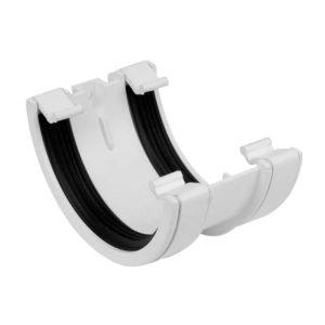 product picture of 112mm half round gutter union white