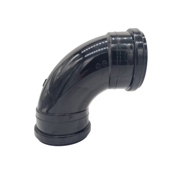 product image of 110mm push fit soil double socket 90 degree bend in black