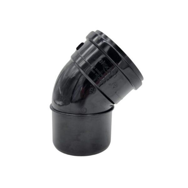 product image of 110mm push fit soil single socket 45 degree bend in black