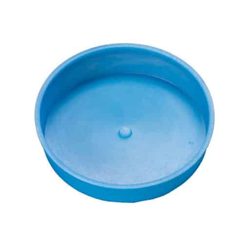 picture of a blue end cap for use with land drainage pipe
