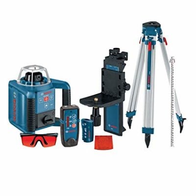 picture of the bosch self-levelling rotary laser with layout beam kit with receiver for use on the blog post - best laser level on easymerchant