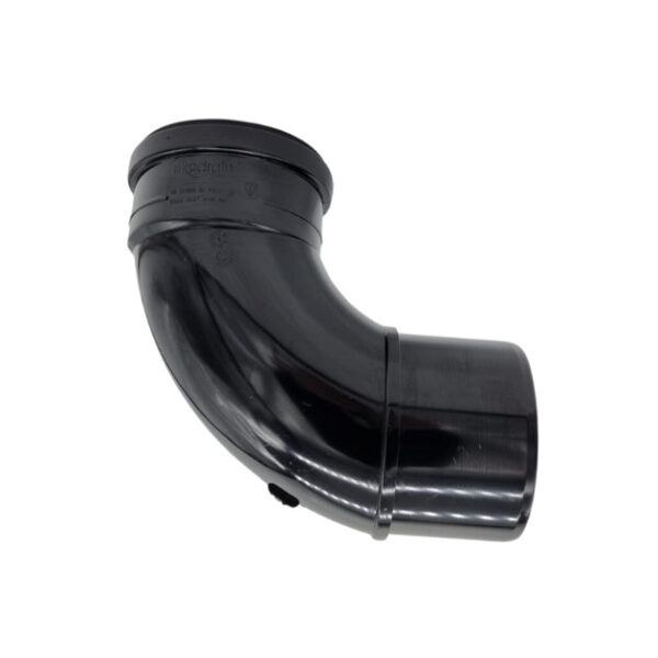product image of 110mm industrial downpipe single socket 90 degree bend in black