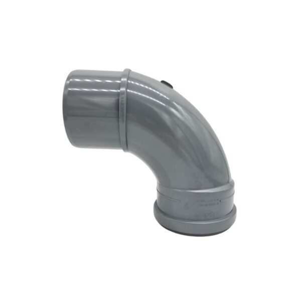 product image of 110mm industrial downpipe single socket 90 degree bend in grey