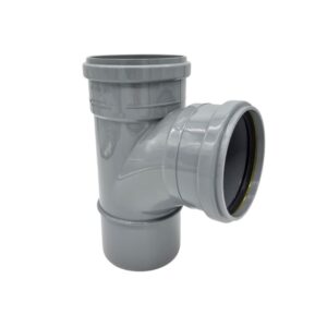 product image of 110mm pushfit industrial downpipe double socket 90 degree branch in grey