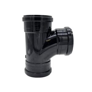 product image of 110mm Pushfit Industrial Downpipe triple socket 90 degree branch in Black