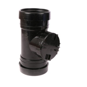 Picture of a 110mm push fit soil double socket access pipe in black