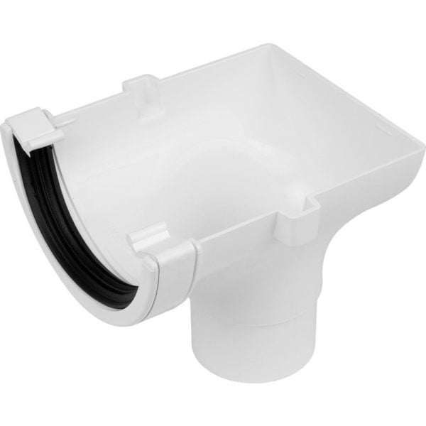 product picture of half round gutter stop end outlet - white