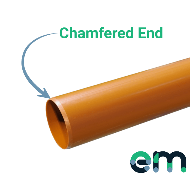 underground drainage pipe with chamfered end