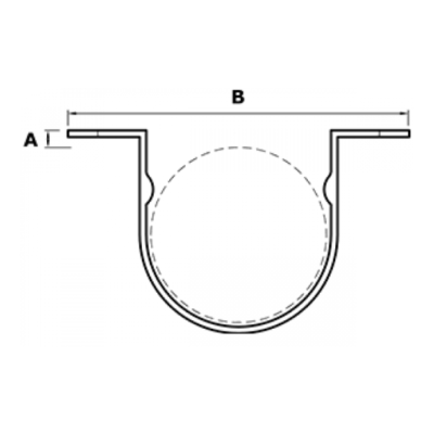 image of aluminium flush fit round downpipe clip dimension diagram