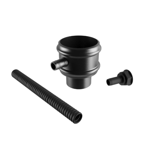 product image of cast iron round downpipe raainwater diverter kit-black