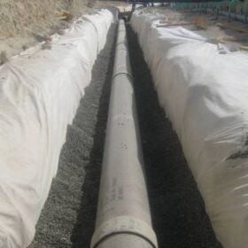 picture of lotrak 100 non woven geotextile being used in a french drain