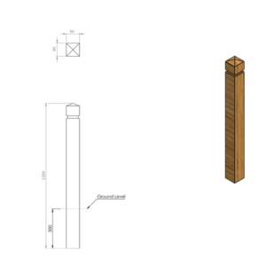 seaton 94 timber bollard - dimensions diagram