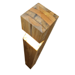 top view of stratton eco wooden bollard with led lights - recycle
