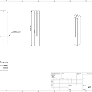 line drawing of sway flow timber bollard with led lights line drawing with measurements