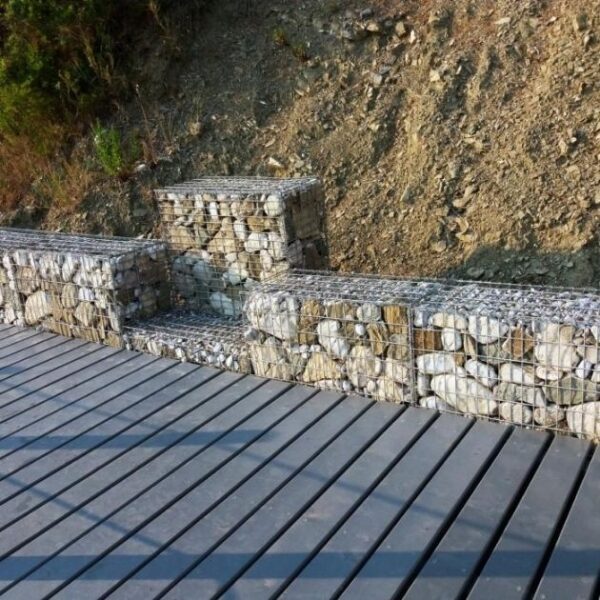gallery image of gabion basket installed by decking