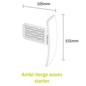 image showing the dimension of the universal dry verge eaves starter