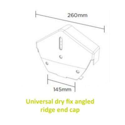 universal dry verge end cap - angled - dimensions