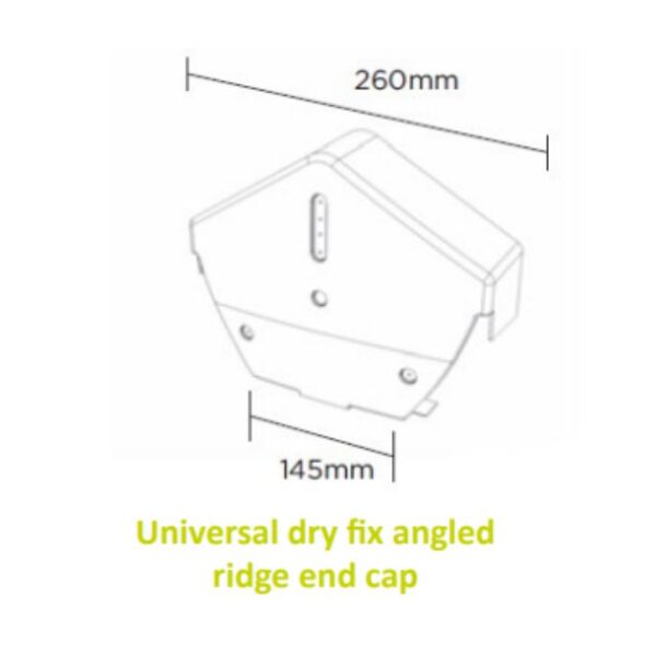 universal dry verge end cap - angled - dimensions