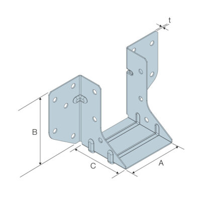 product image of mini joist hanger 47mm dimensions diagram