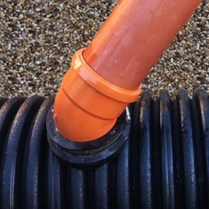 product picture of 110mm twinwall pipe saddle adaptor installed