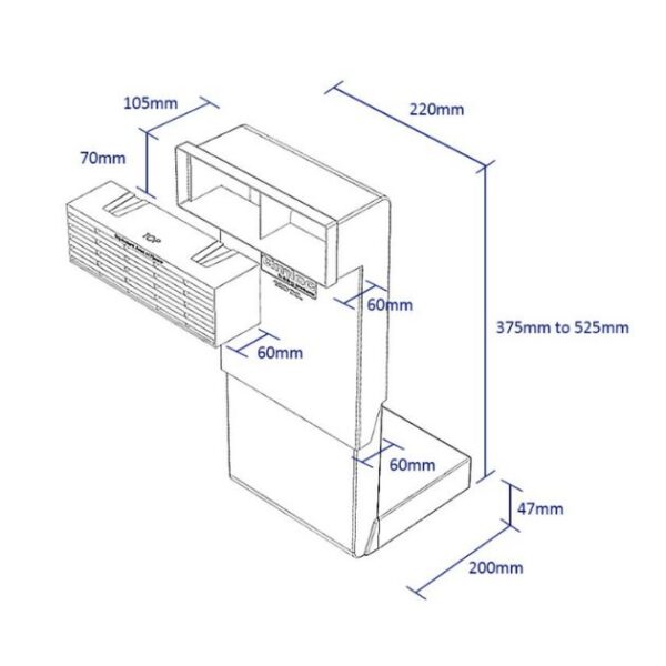 product picture of timloc telescopic underfloor vent dimension diagram