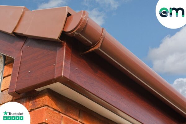 title image showing woodgrain fascias and white soffit